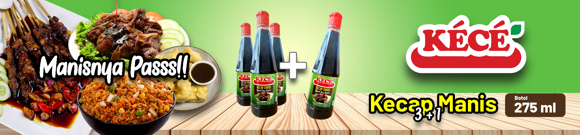 KECE Kecap Manis Botol 275ml 3+1